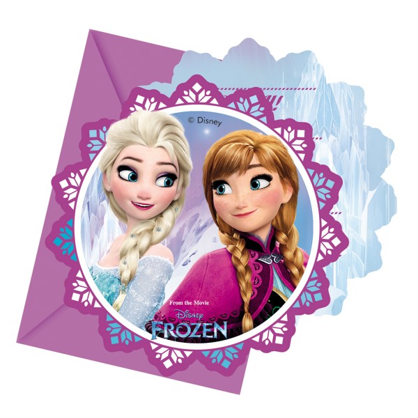 Carton d'invitation Frozen™-  La Reine des Neiges™ x6 - Procos-86919