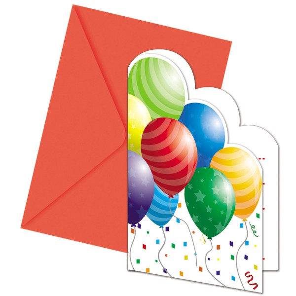 Invitations et Enveloppes Balloons x6 - 86880