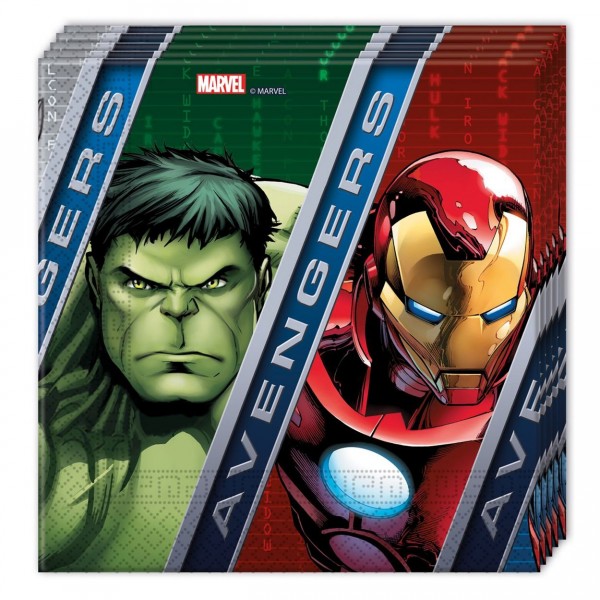 Serviettes en papier Avengers : 20 serviettes de fête - Procos-86666