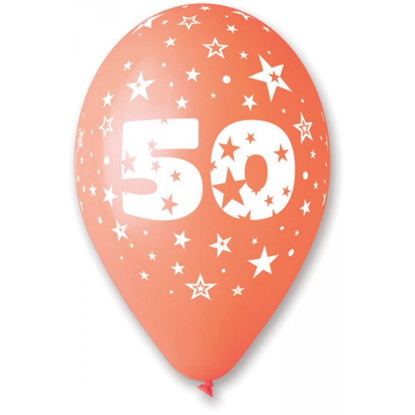 Sachet Ballons Chiffre 50 Multicolores x10 - BA19968
