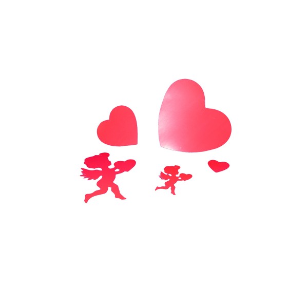 10 découpes Coeur et Cupidon carton rouge - 10119