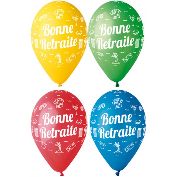 Ballon Multicolore Bonne Retraite x10 - BA21451