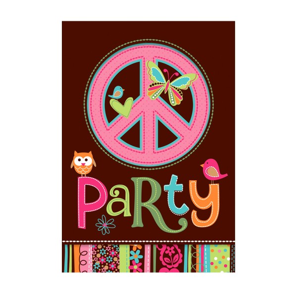 Carte d'Invitations Hippie couleur chocolat - 499473