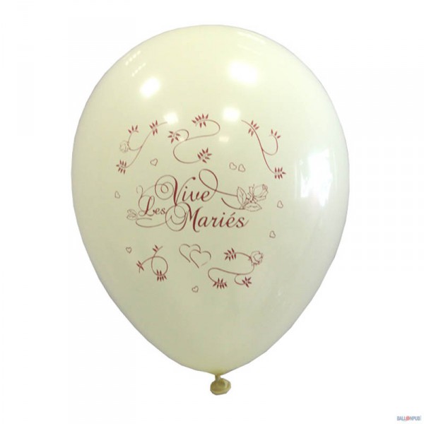 Ballon crème Vive Les Mariés X10 - 34868