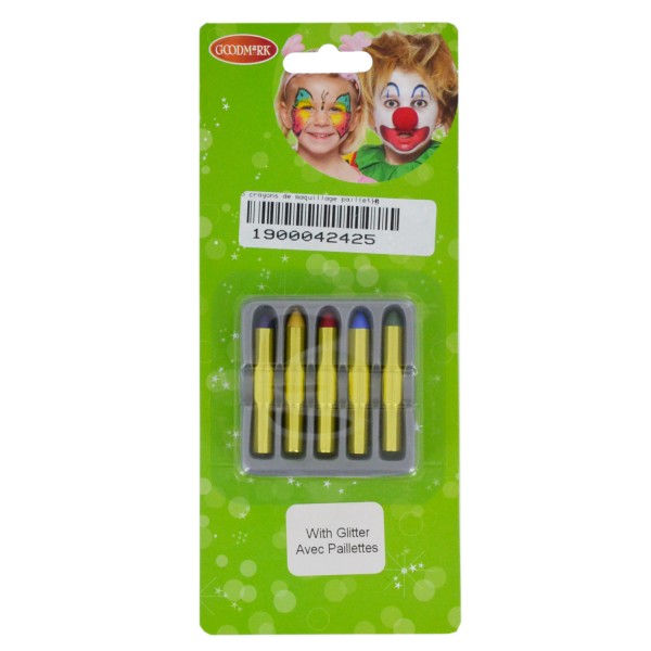 Set 5 Crayons Maquillage Gras Paillettes - Goodmark-02020166