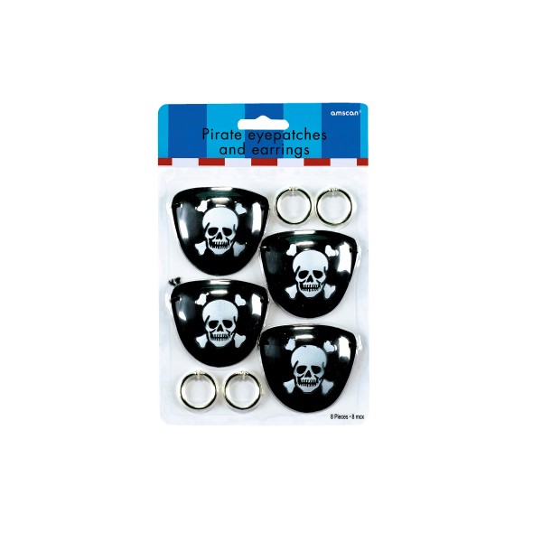 1 Sachet Assorti Pirates (4 Cache Oeils + 4 Boucles D'Oreilles) - 398532