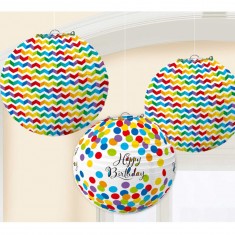 Lanterne Multi - Bright Birthday x3
