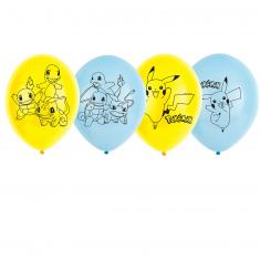 Ballons Pokemon™ x6 - bleu et jaune