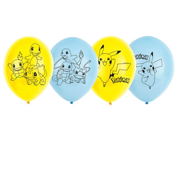 Ballons Pokemon™ x6 - bleu et jaune - 9904826