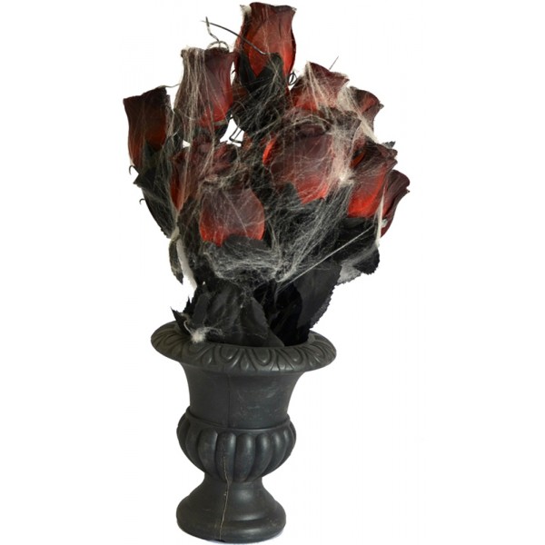 Décoration Vase avec Roses et Toile d'Araignée - GU78026