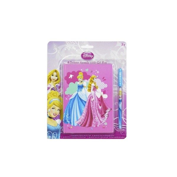 Agenda Deluxe avec stylo encre pailletée : Princesses Disney - Sambro-DSP3-505