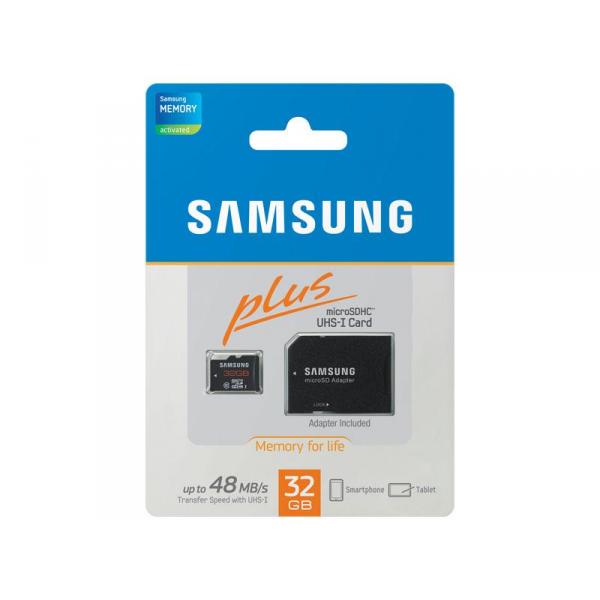 MicroSDHC 32GB Samsung Plus CL10 UHS-1 +SD Adapter Blister - 12026