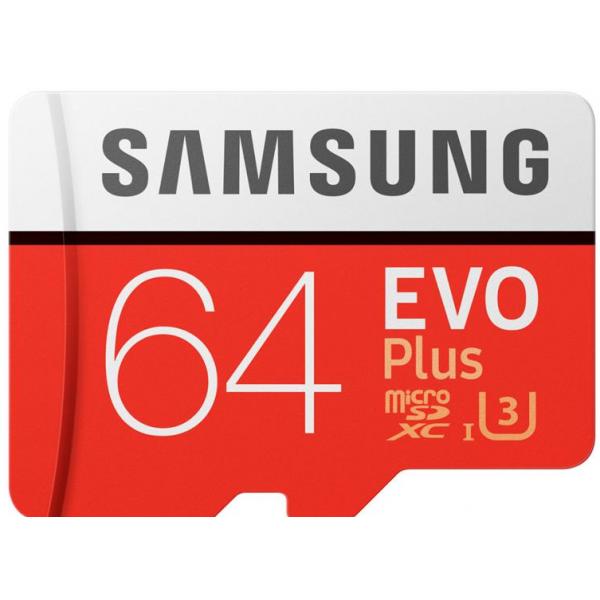 MicroSDHC 64Go Samsung +SDHC Adaptateur CL10 EVO Plus - 15150