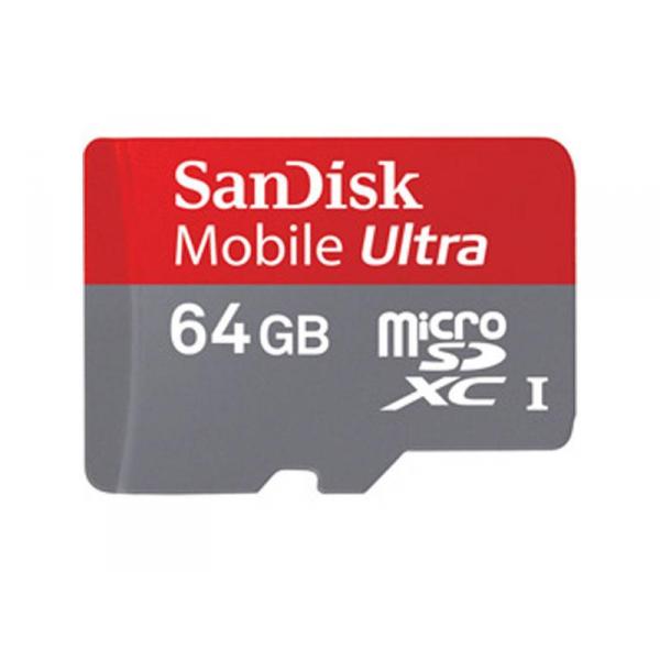 MicroSDXC 64Go Sandisk Mobile Ultra CL10 UHS-1 +Adaptateur Retail ANDROID - MKT-10296