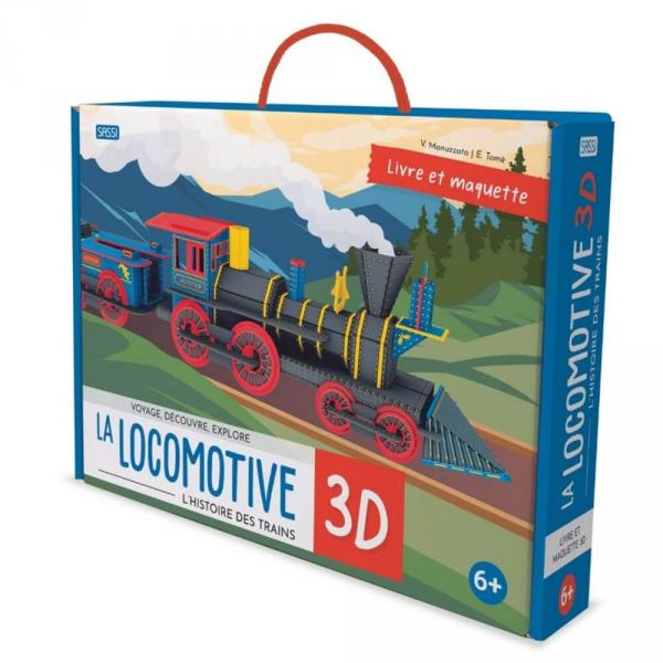 Coffret livre et maquette  : Voyage, découvre, explore : La locomotive 3D, l'histoire des trains - Sassi-307636