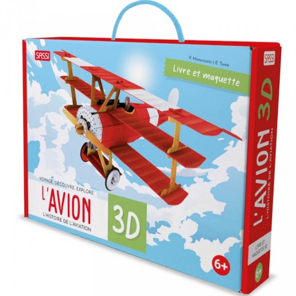 Coffret livre et maquette  : Voyage, découvre, explore : L'avion 3D, l'histoire de l'aviation - Sassi-305977