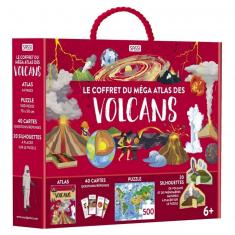 Le coffret méga Atlas des volcans : Livre, cartes et Puzzle 500 pièces