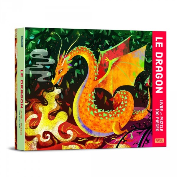 Puzzle 100 pièces avec livre : Le dragon - Sassi-302990