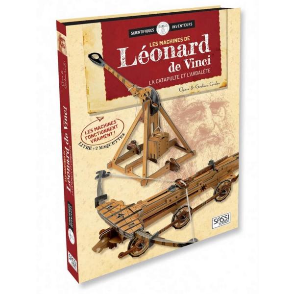Coffret livre et 2 maquettes : Les machines de Léonard de Vinci : La catapulte et l'arbalète - Sassi-605681