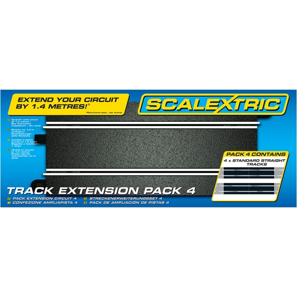 Pack extension de circuit voiture : 4 rails droits standards 350 mm - Scalextric-SCA8526