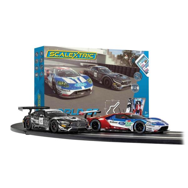 Circuit de voitures ARC AIR World GT : Mercedes AMG GT3 vs Ford GT GTE - Scalextric-C1403P