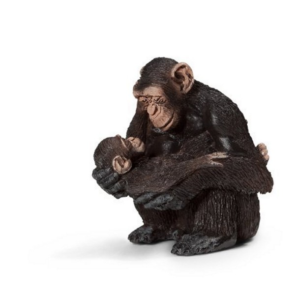 Figurine Singe : Chimpanzé femelle avec bébé chimpanzé - Schleich-14679