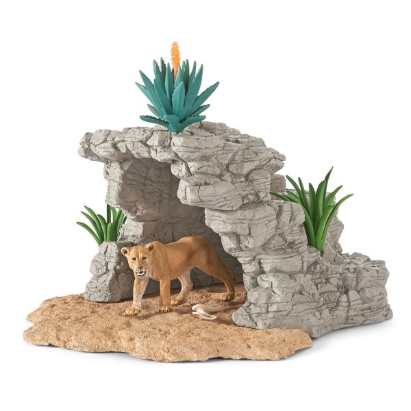 Kit de jeu grotte avec figurine lion - Schleich-42256