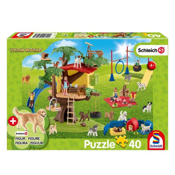 Puzzle 40 pièces avec figurine : Chiens heureux - Schmidt-56403