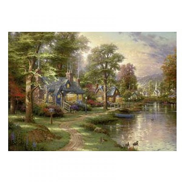 1500 pieces Jigsaw Puzzle - Thomas Kinkade: The house on the lake - Schmidt-57452