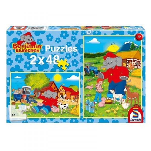 Puzzle 2 x 48 pièces - Benjamin Blümchen : Ferme - Schmidt-55108