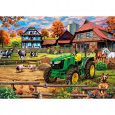 Puzzle 1000 pièces : Ferme avec tracteur : John Deere 5050E 