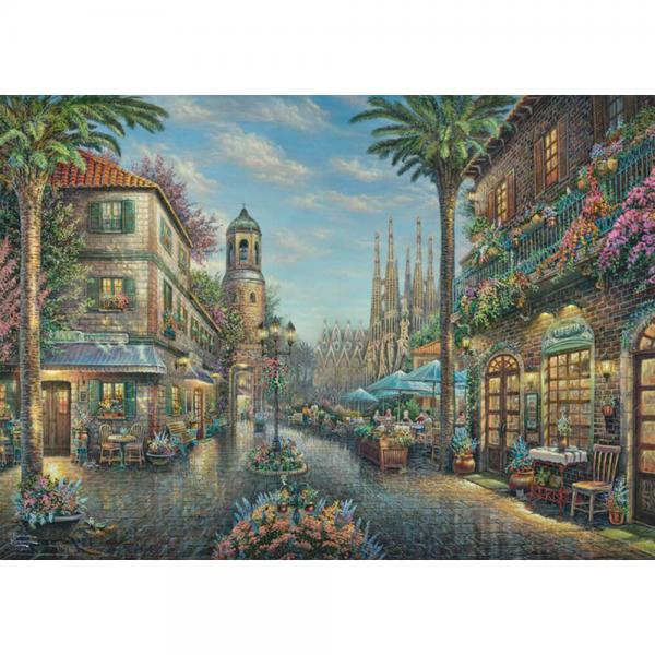 Puzzle 1000 pièces : À la terrasse d’un café espagnol, Thomas Kinkade - Schmidt-58780
