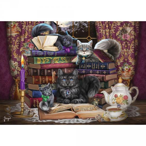 Puzzle 1000 pièces : Heure du conte avec des chats - Schmidt-57534