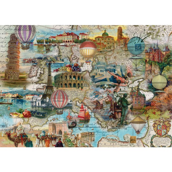 Puzzle 1000 pièces : Tour de Montgolfière à travers l'Europe - Schmidt-58205