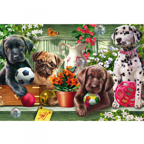 Puzzle 200 pièces : Chiots enjoués - Schmidt-56198