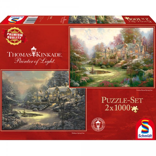 Puzzle 2 x 1000 pièces : Vacances d'hiver à Spring Gate et Jardins de Printemps - Schmidt-59469