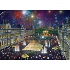 1000 Teile Puzzle: Feuerwerk über dem Louvre