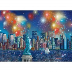 1000 pieces puzzle: Fireworks display on the Statue of Liberty