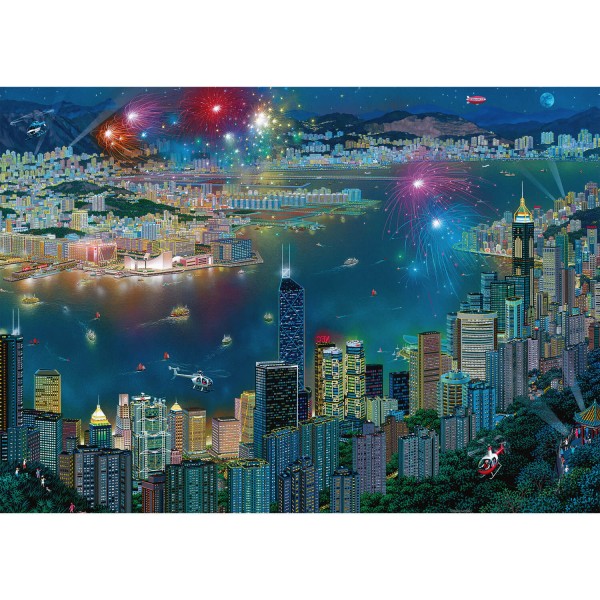 1000 pieces puzzle: Fireworks over Hong Kong - Schmidt-59650
