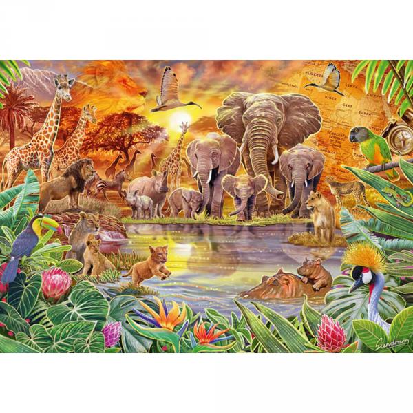 Puzzle 1000 pièces : Les animaux d'Afrique - Schmidt-59982