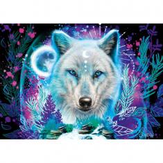 1000 piece puzzle: Neon arctic wolf
