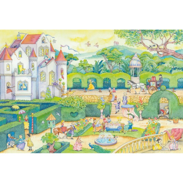 Puzzle 100 pièces : Chez les princesses de conte de fées, avec stickers - Schmidt-56329