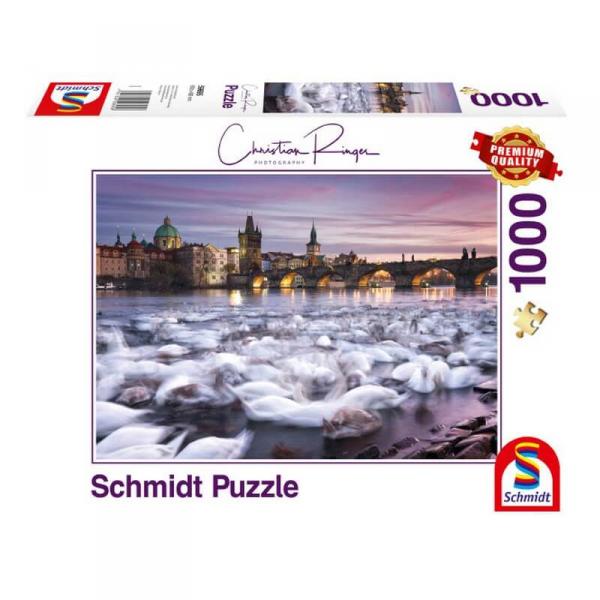 1000 pieces puzzle: Prague swans, Christian Ringer - Schmidt-59695