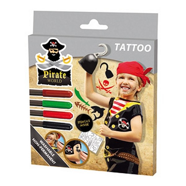 Crayons Pirate : 4 feutres tatouages avec pochoirs - SES Creative-09662