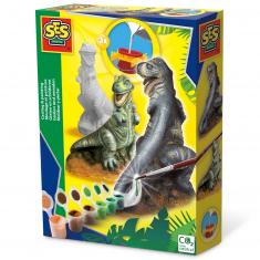 Moulage en plâtre et peinture : Dinosaure T-Rex