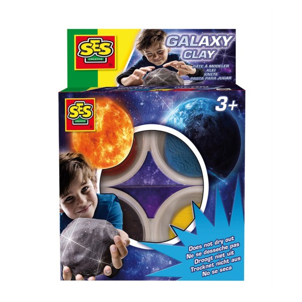 Pâte à modeler douce : Galaxy 4 pots - SES Creative-00454