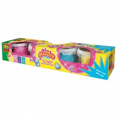 Pâte à modeler paillettés : Pots 4x90gr