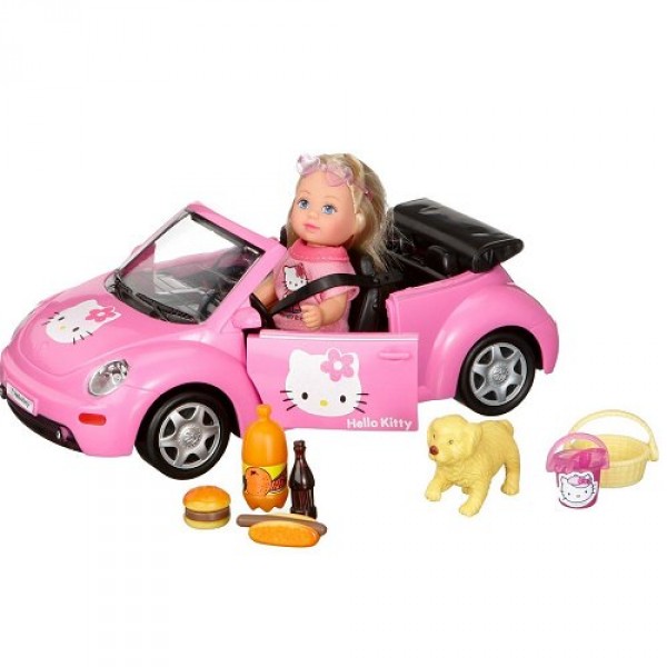 Poupée mannequin - Evi et sa voiture New Beetle : Hello Kitty - Simba-105737843