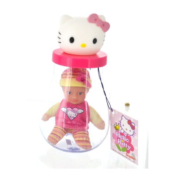 Poupée : Mini poupon haut rose leggings à rayures dans bouteille Hello Kitty - Simba-5013363-1