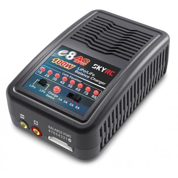 SkyRC e8 AC Charger (LiPo & LiFe 2-8S up to 6A - 100w) - SKY100096
